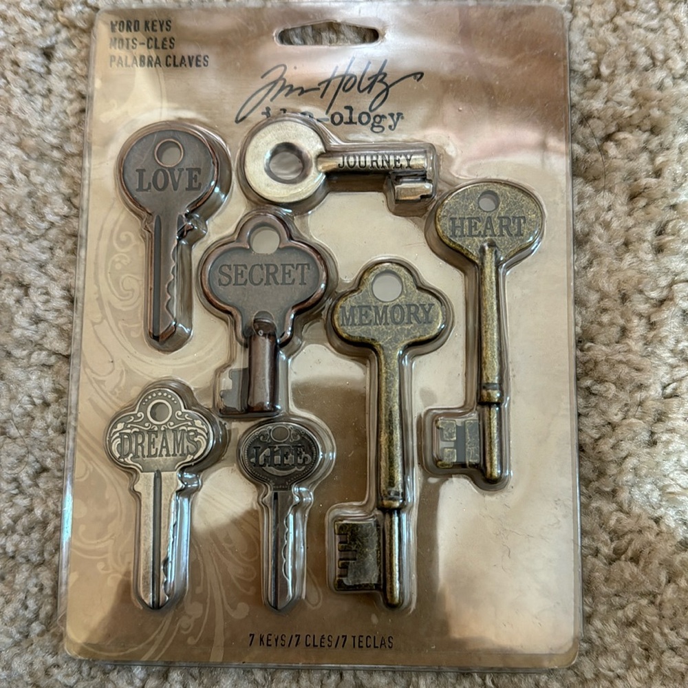 Tim Holtz Idea-Ology Metal Word Keys& Keyholes 7/PKG New in Package
